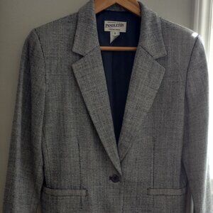 'Pendleton' Single Breasted Semi Fitted Jacket Navy/Cream Size 10 EUC